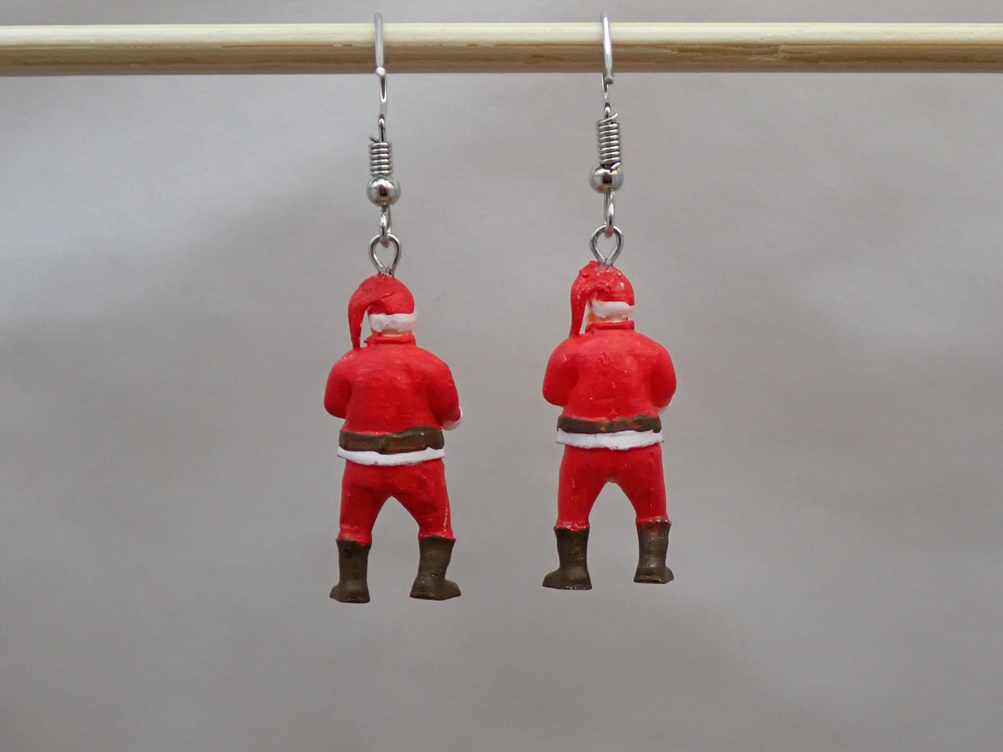 Jolly Santa Earrings. Hand-Painted. Christmas Holiday Jewelry Gift