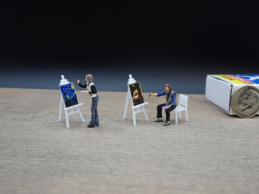 Miniature Artists Painting on Easel. 1:64 Scale. 1 Inch Tall.