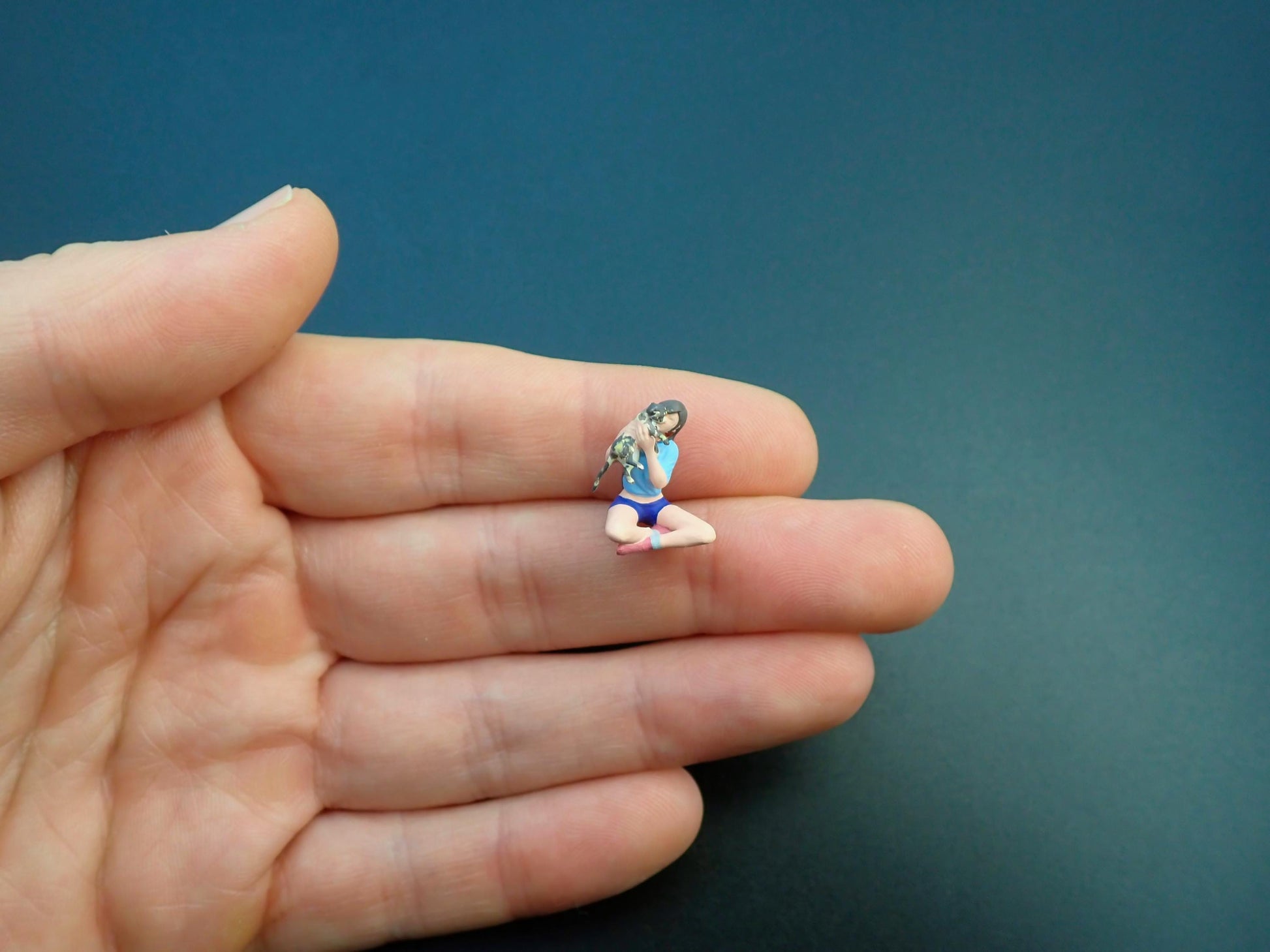 Miniature Pet Owner 1:64 Scale Hand-Painted Figure Side View