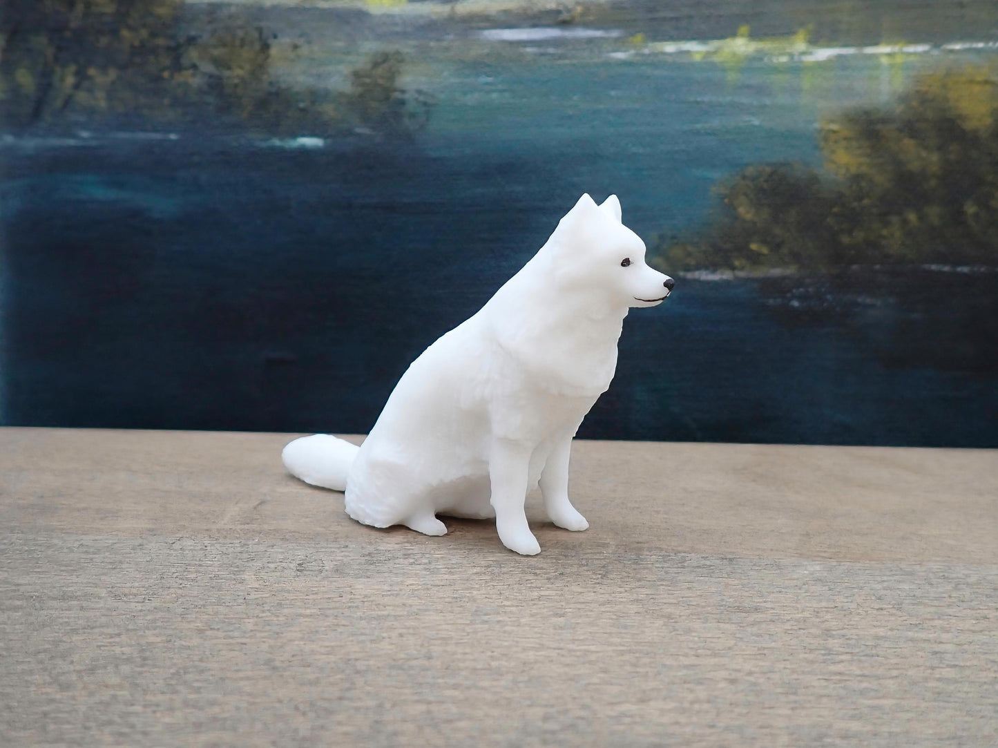 Miniature Samoyed / Spits / Eskimo Dog. White Fluffy Puppy Model / Realistic Figure