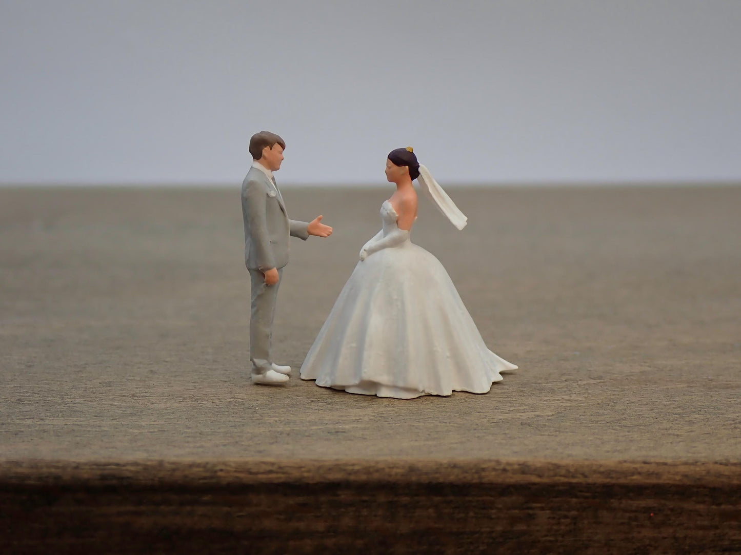 Miniature Bride and Groom Figures. Hand-Painted. 1:64 Scale