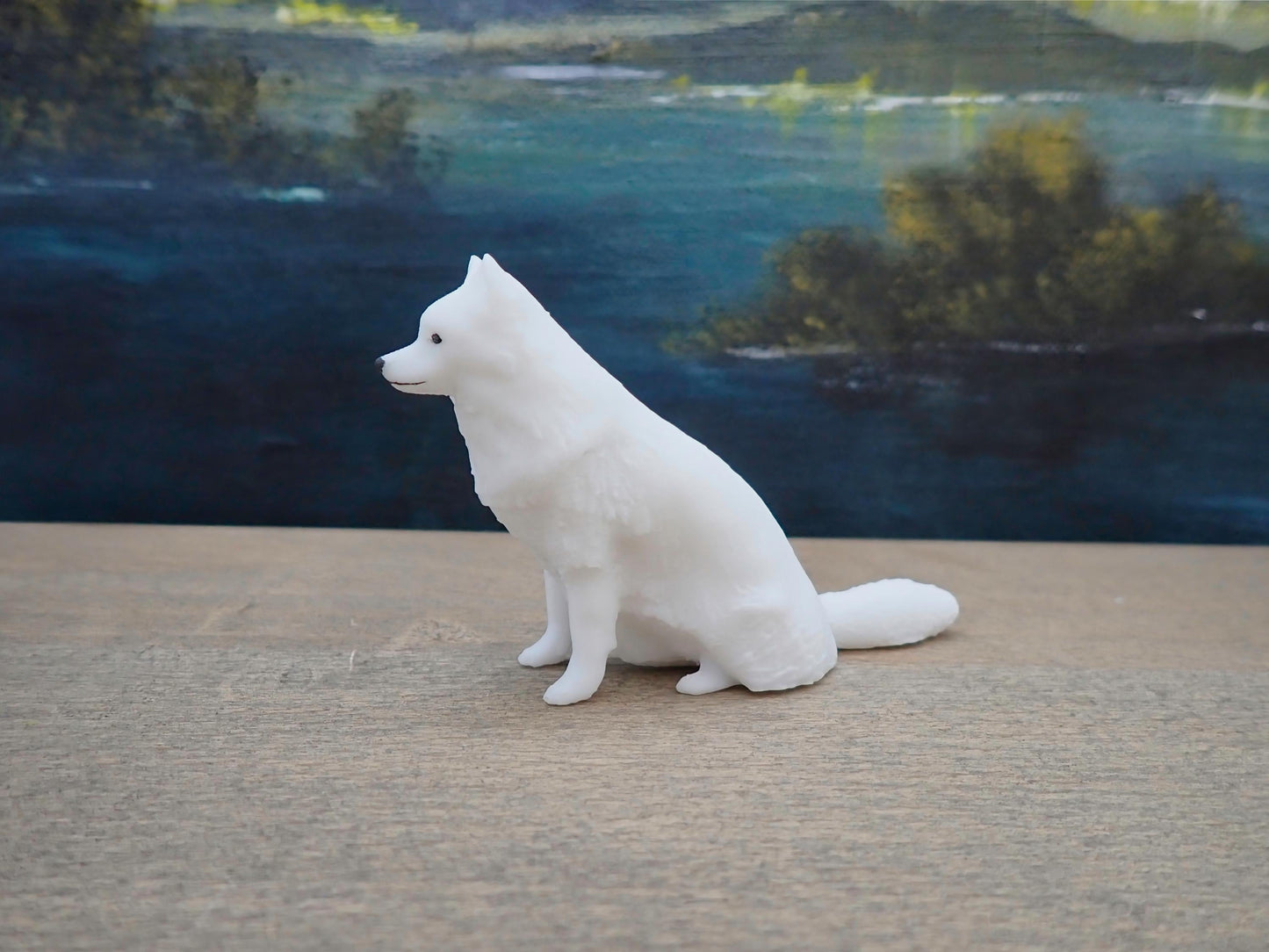 Miniature Samoyed / Spits / Eskimo Dog. White Fluffy Puppy Model / Realistic Figure