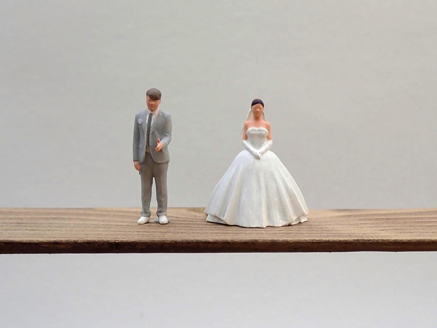 Miniature Bride and Groom Figures. Hand-Painted. 1:64 Scale