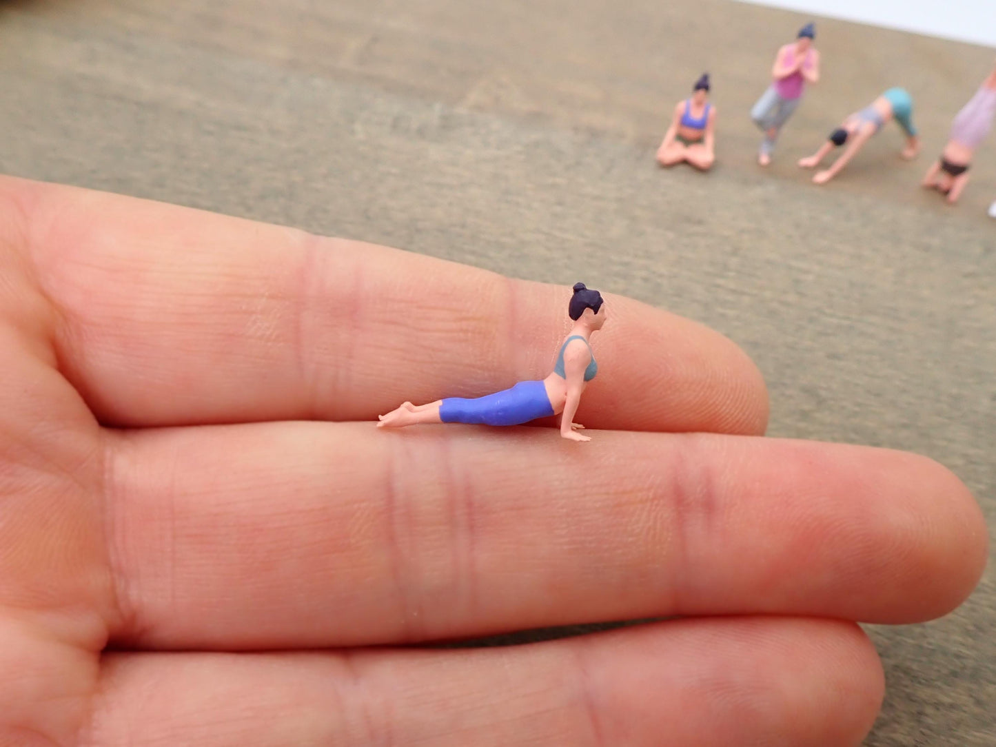 Miniature Female Yoga Figure Downward Dog Pose 1:64 Scale