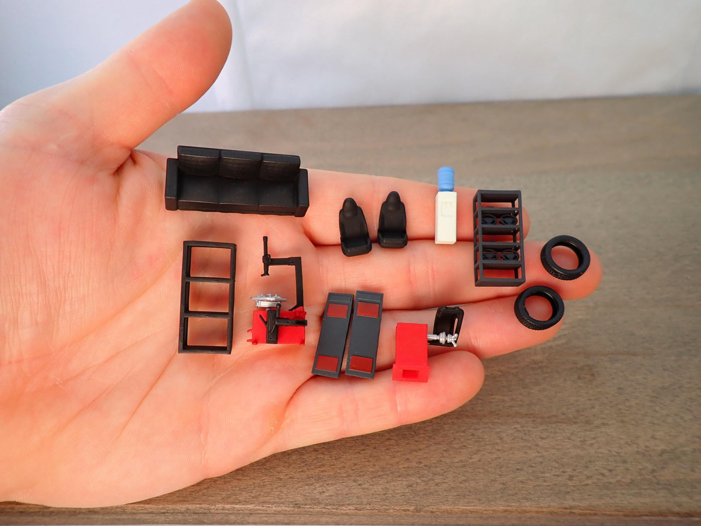 12 Piece Car Garage Mechanic Shop Set - 1:64 Scale - Miniature Auto Repair Accessories for Diorama, Model Railroad