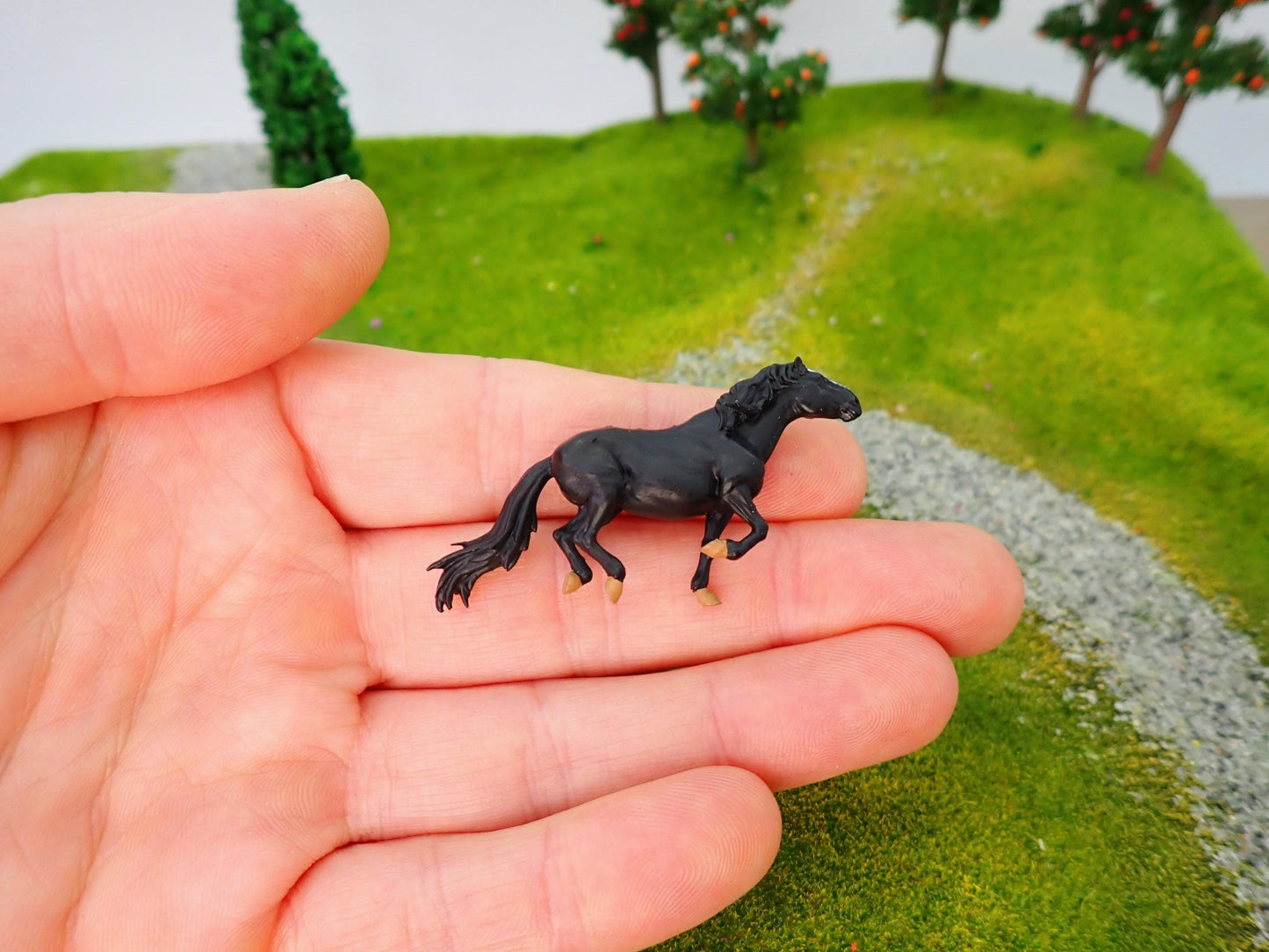 Miniature Hand-Painted Horse 1:64 Scale Farm Animal Black