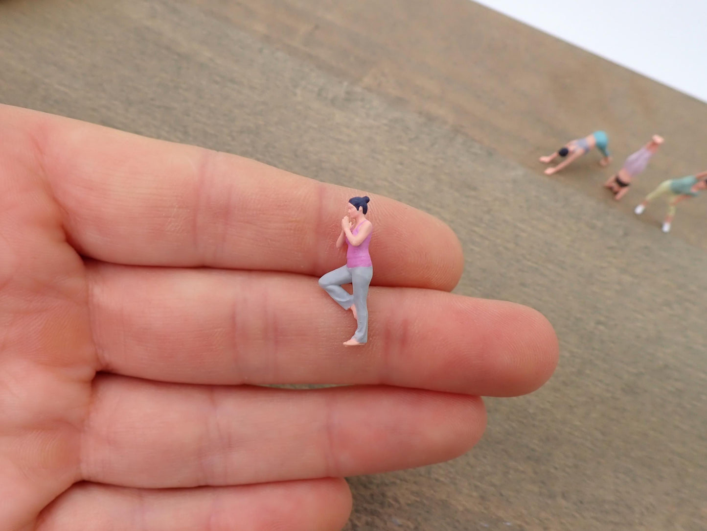 Miniature Female Yoga Figure Tree Pose 1:64 Scale