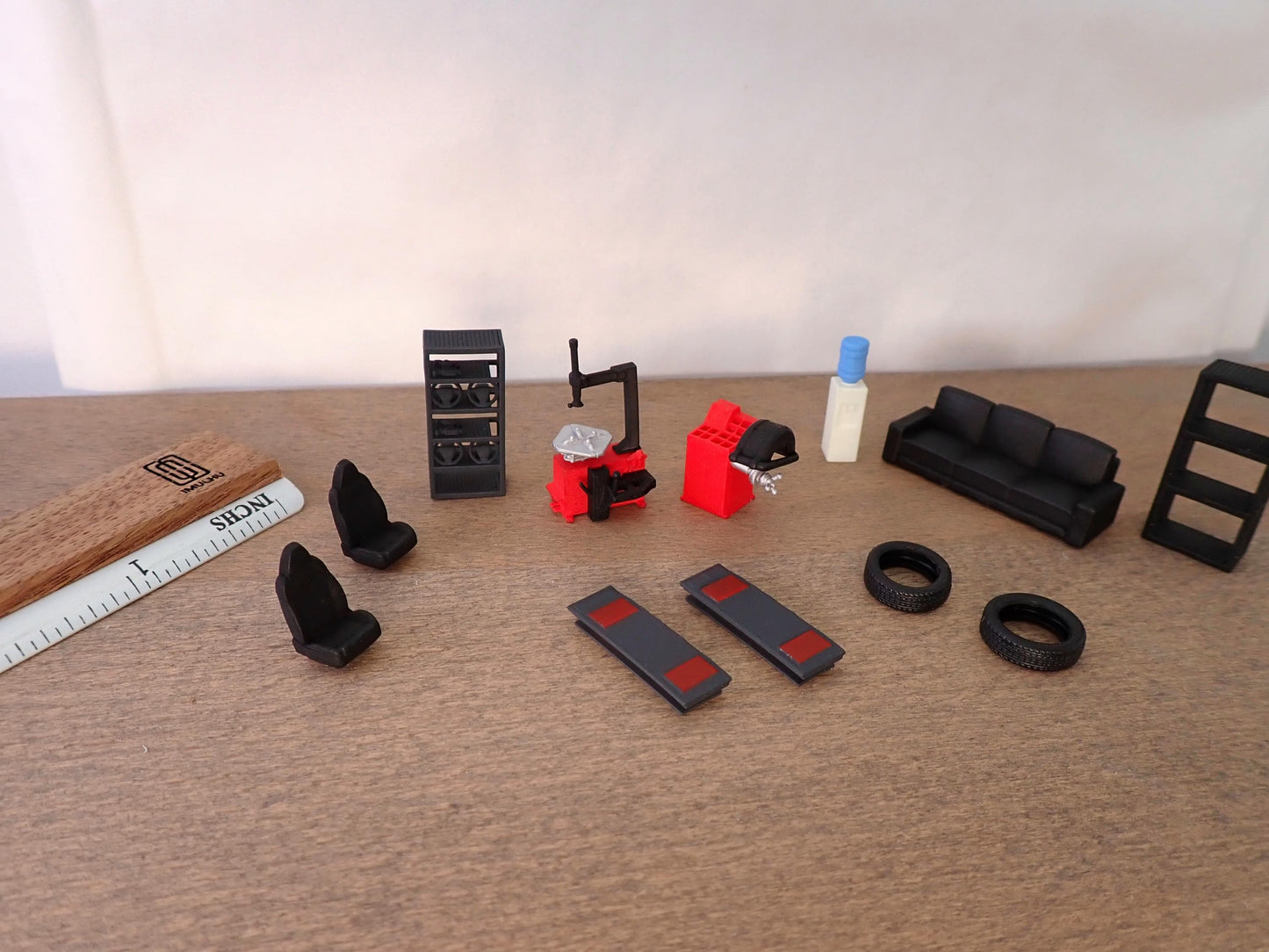 12 Piece Car Garage Mechanic Shop Set - 1:64 Scale - Miniature Auto Repair Accessories for Diorama, Model Railroad