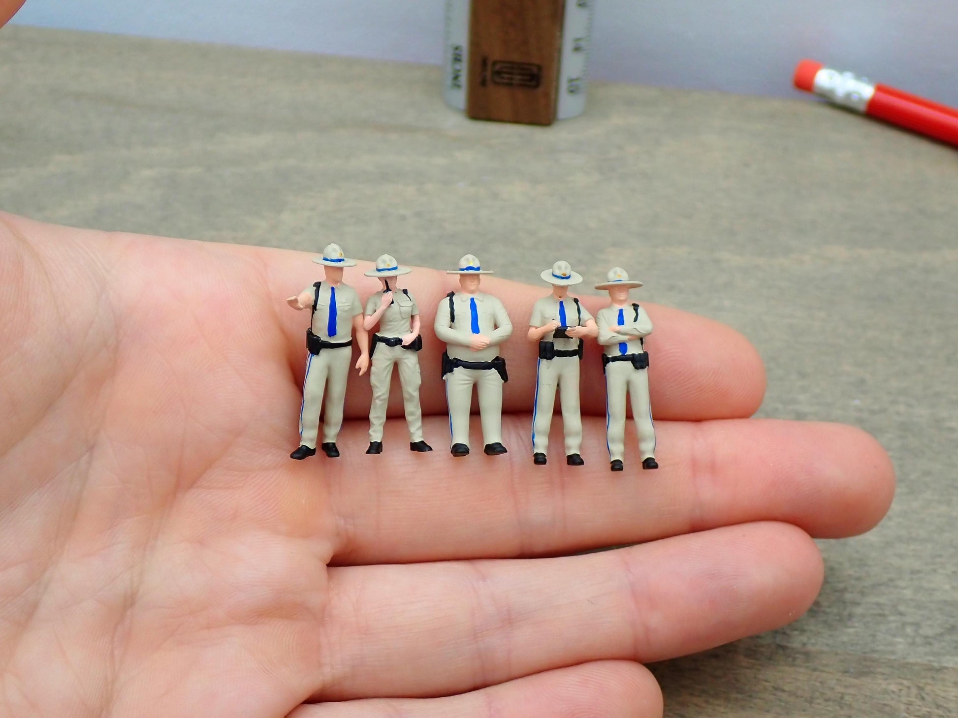 Miniature Highway Patrol Officer 1:64 Scale Hand-Painted Figure Detail