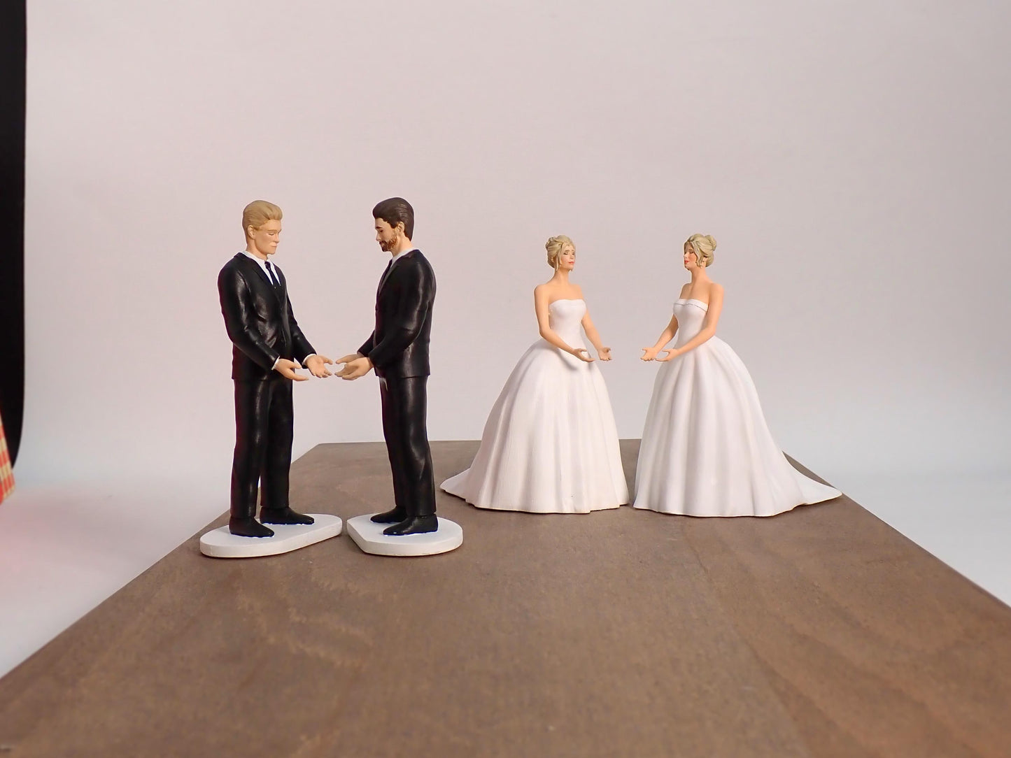 Gay Wedding Cake Topper. Two Grooms or Two Brides. Hand Painted Same Sex Couple Figurines