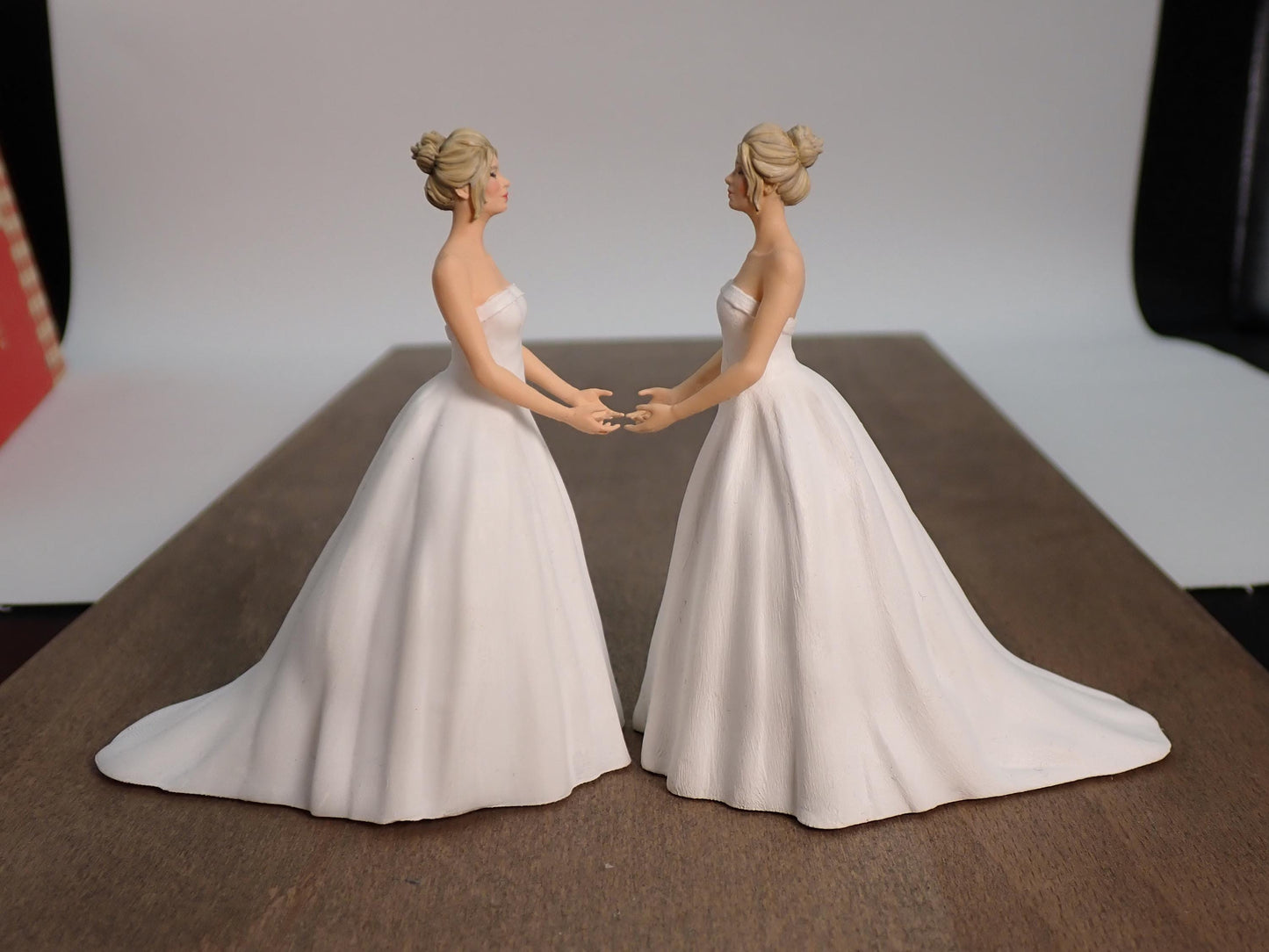 Gay Wedding Cake Topper. Two Grooms or Two Brides. Hand Painted Same Sex Couple Figurines