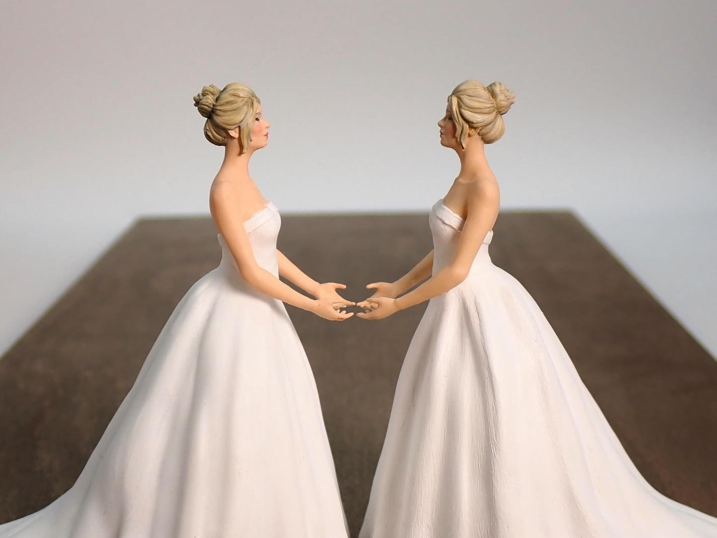 Gay Wedding Cake Topper. Two Grooms or Two Brides. Hand Painted Same Sex Couple Figurines
