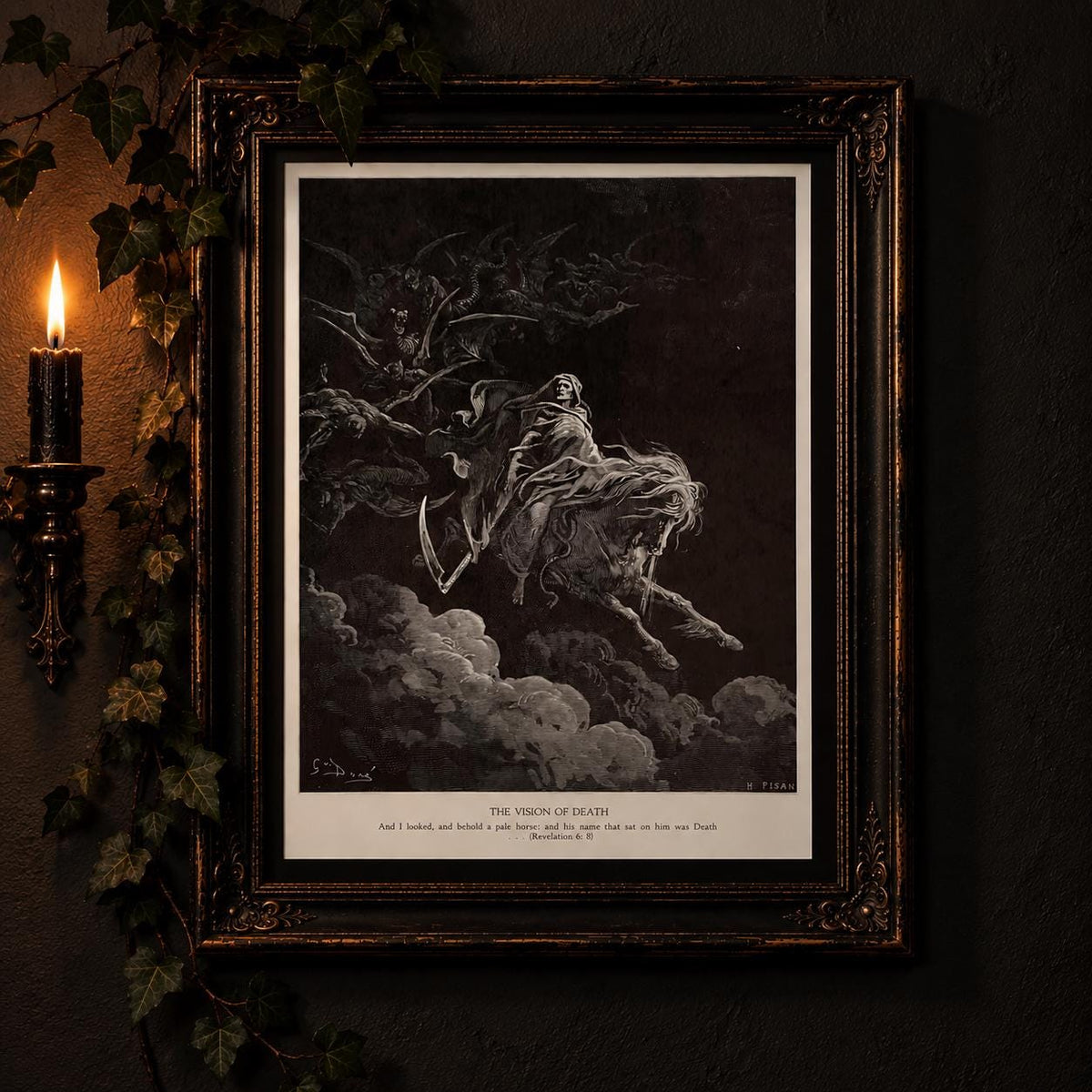 The Vision of Death Gustave Dore Art Print A4. Gothic Wall Art Reproduction. Dark Academia Horse